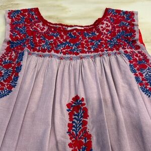 Mi Golondrina Red and Blue Embroidered Blouse